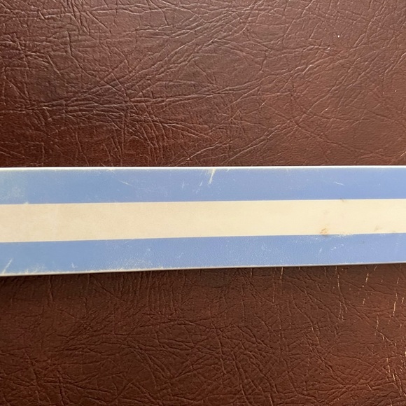 C4 Equestrian Belt w C4 Black Buckle, White with Light Blue Stripes, Small - Picture 11 of 11